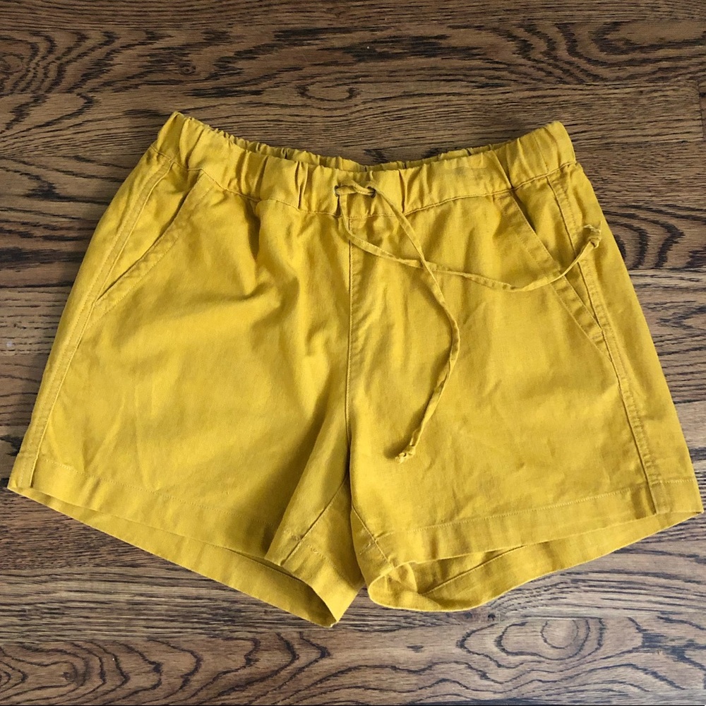 Yellow linen shorts